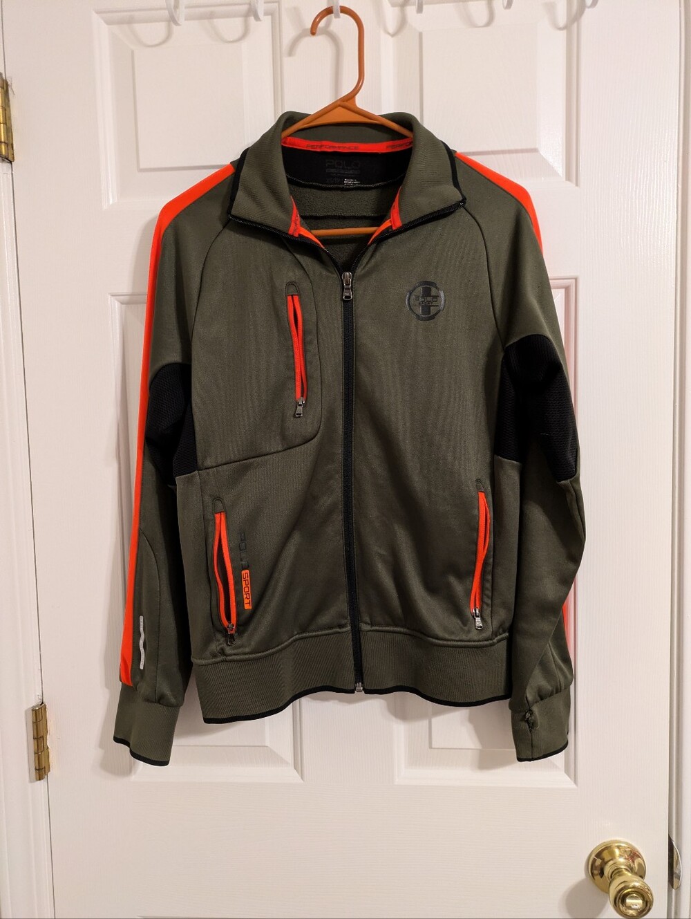 Polo by Ralph Lauren Olive Green Performance Jacket with Orange Accents
